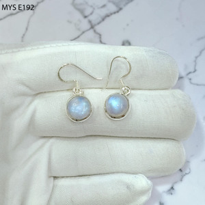 Pendientes de Plata de Ley 925 con Piedra Lunar Arcoíris Fuego Azul Natural, Pendientes de Alto Brillo, Precio al por Mayor, Joyería de Plata - Product Image 2