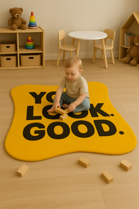 Luxury Handmade Woolen <b>Carpet</b> for Home Eco-Friendlyyellow irregular shape wavy border for birthday gift - Product Image 1