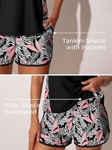 Summer Mae Conjunto de tankini de 2 piezas con estampado geométrico para mujer, talla grande, con cuello halter cruzado, traje de baño de poliéster y elastano - Product Image 6