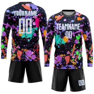 Camiseta de Fútbol Sublimada con Diseño de Graffiti Personalizado, Blanco y Azul Claro, Arte Fragmentado, Transpirable, Uniforme de Fútbol para Equipo - Product Image 3