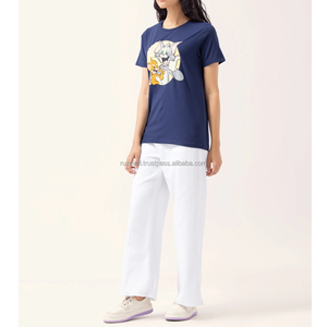 Camiseta de ajuste moderno para mujer, cómoda Camiseta de algodón con mangas de doble raya, ropa de moda diaria - Product Image 4