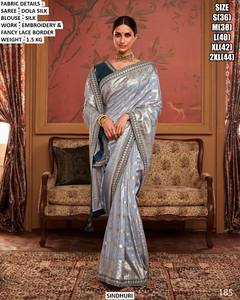 Sari Vivah Classic Green Dola de Seda, Absorbente de Humedad y Antiarrugas, para Bodas/Fiestas de Invierno, para Todas las Temporadas - Product Image 2