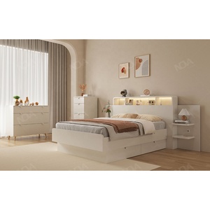 Nova giường melamine đương đại với đầu giường lưu trữ ánh sáng LED và hai ngăn kéo Bên Lớn - Product Image 1