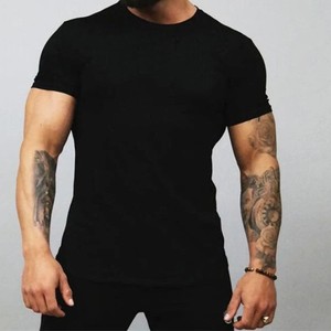 Camiseta de Manga Corta para Hombre, Diseño 2026, Cuello Redondo, 100% Algodón, Corte Ajustado, Color Liso, Tejido de Punto, Tinte Uniforme - Product Image 1