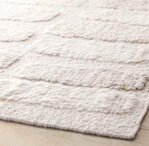 Contemporary Abstract Handmade Wool/Silk Area Rug Soft Neutral Loop Cut Pile Non-Slip <b>PET</b> Friendly Modern Living Room Bedroom - Product Image 1