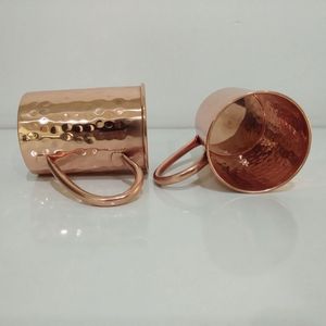 Grande tasse à Moscow Mule en cuivre martelé avec poignée ergonomique, tasse en cuivre pour cocktails rafraîchissants - Product Image 1