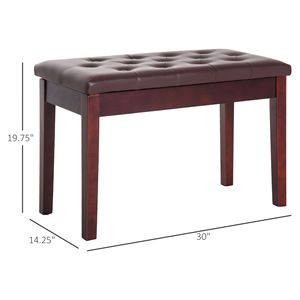 Elegante Panca per Pianoforte a Due Posti in Marrone, Seduta Confortevole in Legno di Betulla e Ecopelle, Accessorio Musicale - Product Image 3
