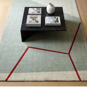 Alfombra de Lana Anudada a Mano, Diseño Floral Clásico de Lujo, Color Verde Salvia, Diseño de Bloques de Color, Pelo Plano, Alfombra Decorativa para Sala de Estar, MIRZAPUR - Product Image 2