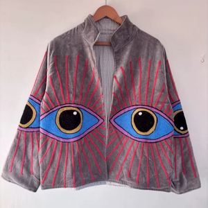 Chaqueta Suzani de Terciopelo 100% Algodón Hecha a Mano, al Mejor Precio al por Mayor, Transpirable, de Secado Rápido, Ecológica y Acolchada para Otoño e Invierno - Product Image 1