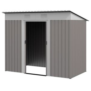 Casetta da Giardino in Metallo Grigio Chiaro 7x4 piedi con Porte Sicure con Chiusura, Ventilazione e Montaggio Facile, Telaio in Acciaio per Deposito Attrezzi da Esterno - Product Image 1