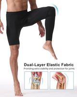 Road Box Collants de compression mi-jambe pour homme, 100% Polyester, Séchage rapide, Respirant, Taille élastique, Sport, Longueur genou