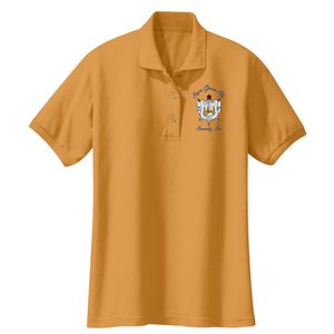 เสื้อโปโลผ้าไหม Sigma Gamma Rho แขนสั้นสำหรับผู้หญิง ปักโลโก้สัญลักษณ์ชมรมแบบกำหนดเอง แฟชั่นลำลองสำหรับธุรกิจ - Product Image 1