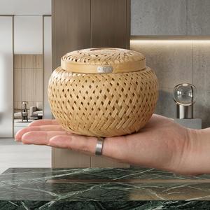 Panier de rangement en bambou fait main avec couvercle, panier tressé double couche, boîte à thé naturelle, petit organisateur décoratif rustique pour la maison, OEM Sup - Product Image 5