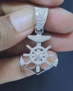 Pendentif Ancre Iced Out avec Moissanite en Argent Sterling 925, Coupe Ronde Brillante, Charme de Luxe Unisexe - Product Image 1