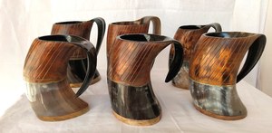 Jarra Vikinga Extra Grande para Beber, Juego de Jarras Vikingas, Jarra de Cerveza Medieval de Búfalo, 6 Piezas - Product Image 2