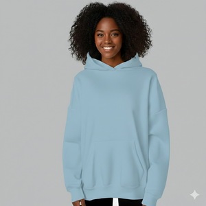 Sweat à capuche surdimensionné pour femme avec logo brodé sur le devant, 100% coton, épaules tombantes, collection automne-hiver - Product Image 5
