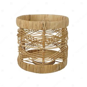 Lanterne rustique conique en rotin, porte-bougie cylindrique de table, support de bougie en verre pour jardin, lumière décorative intérieure, accents de décoration pour la maison - Product Image 3