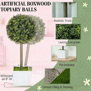 Set di 2 Piante Artificiali con Sfere Decorative per Casa o Ufficio, Scopi Decorativi Verdi - Product Image 3