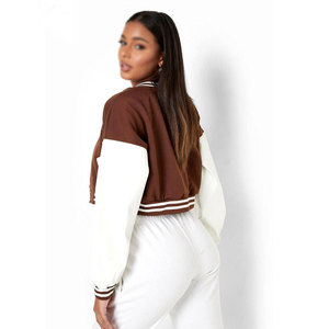 Women Custom Cropped Retro Varsity <b>Jacket</b> with Embroidery <b>Quilted</b> & Eco-Friendly Design for Winter/Autumn - Product Image 3