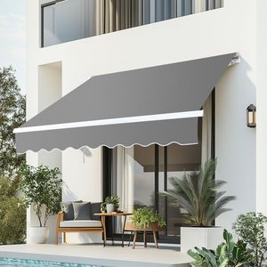 Tende da Sole a Cassonetto Retrattili in Lega di Alluminio Grigio 198x259x150cm, Estensibili 4M con Rivestimento PC, Illuminazione a LED e Protezione Antipioggia - Product Image 3
