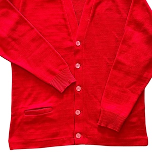 Cárdigan Rojo de Punto para Mujer, Marca D9 Sorority, Manga Larga, Cuello en V, Botones al Frente, Estilo Casual, Color Sólido, Corte Regular, Invierno, Estilo Vintage - Product Image 4