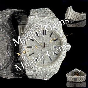 Reloj de Lujo con Incrustaciones de Moissanita para Hombre, Completamente Brillante, de Acero Inoxidable, Estilo Hip Hop, Resistente al Agua hasta 10 Bares - Product Image 3