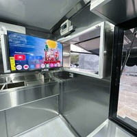 Food Truck Negro de Lujo con Pantalla de TV y Toldo, Carritos Móviles para Cerveza, Helados y Café, Remolques de Comida Totalmente Equipados, CE DOT