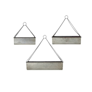 Ensemble de 2 jardinières suspendues en métal galvanisé de qualité supérieure, pour intérieur et extérieur, décoration de ferme, paniers suspendus avec chaînes - Product Image 2