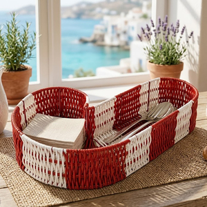 Cesta de Almacenamiento de Mimbre con Diseño de Bastón de Caramelo - Product Image 2