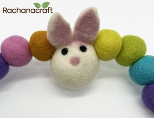 Handmade Natural Felt Doll Garland Eco-Friendly <b>Wool</b> Easter Decoration-Pastel Nursery Wall Hanging-Sustainable Spring Party - Product Image 3