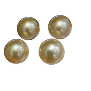 Pendientes de Plata de Ley 925 con Clip, Perla Natural de 9-10 mm de Grosor, Casi Impecable, Estrella de la Fortuna, Perla Dorada de 9-10 mm de Grosor - Product Image 5