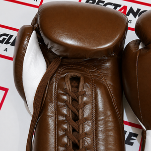 Gants de boxe rectangulaires à lacets, équipement d'entraînement professionnel pour le combat et le sparring, en cuir véritable, fabriqués à la main, pour adultes. - Product Image 3