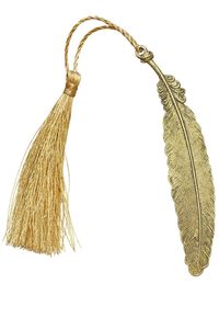 Gold Plated Brass Feather Bookmark Die Cut Metal <b>Craft</b> Animal Theme Irregular Shape <b>Tassel</b> Accent - Product Image 5