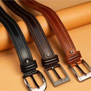 Cinturones de Cuero Genuino de Estilo Formal para Hombre de Lujo con Hebilla Metálica en Color Marrón y Negro, Fabricante de Cinturones de Primera Calidad en Venta - Product Image 1