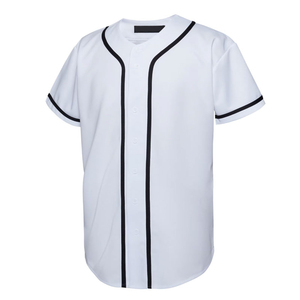 Maillot de baseball blanc à manches courtes avec cordon de serrage, unisexe, coupe classique, toutes saisons, 100 % polyester, respirant, couleur unie - Product Image 1