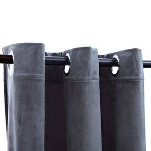 Anthracite 37"x95" Velvet Blackout <b>Curtains</b> with <b>Rings</b> 2-Piece Set - Product Image 2