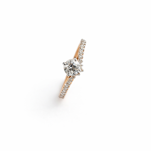 Namivaa – bague de fiançailles solitaire en or rose 14 carats avec diamant rond et bande pavée, bijoux élégants pour femmes, cadeau de fête de mariage - Product Image 2