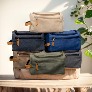 Leather Canvas Toiletry Bag Travel Organizer Waterproof Cosmetic Storage Kit Large Travel <b>Case</b> LCTB-0036 - Product Image 1