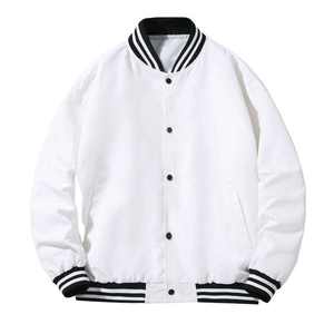Veste de baseball personnalisée de haute qualité, style vintage surdimensionné, coupe courte, denim monochrome, streetwear, écologique, veste varsity. - Product Image 5