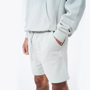 Conjuntos de 2 Piezas de Pantalones Cortos con Cordón y Sudadera con Bolsillo Delantero de Felpa Casual de Verano para Hombre con Logotipo Personalizado - Product Image 6