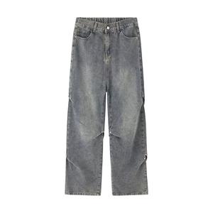 กางเกงยีนส์ผู้ชายทรงหลวมสบาย ระบายอากาศได้ดี ติดกระดุม ผ้าฝ้าย 100% ใส่ได้ทั้งฤดูร้อนและฤดูหนาว ทรงโอเวอร์ไซส์ สไตล์เรโทร - Product Image 2