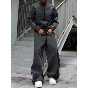 Survêtements unisexes en molleton respirant avec logo imprimé par transfert thermique style graffiti personnalisé, pantalons évasés superposés et sweat-shirts pour hommes - Product Image 5
