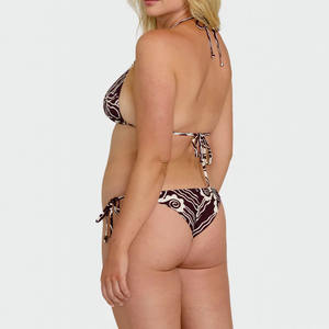 Ensemble de bikini triangle imprimé pour femme, vente en gros, maillot de bain deux pièces perlé à nouer, réglable, pour la plage, OEM - Product Image 3