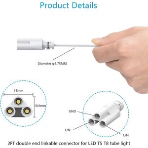 Luci LED per Negozio T5 T8 da 5 Piedi, Cavo di Prolunga da 1,5 Metri con Connettore Integrato, Luci Collegabili per Negozi - Product Image 2