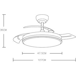 Ventilateur de plafond LED 72w 7590LM avec télécommande, moteur DC, minuterie, 6 vitesses, pales rétractables, 3 - Product Image 2