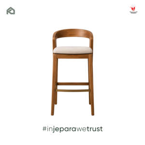 Chaise de bar rembourrée en bois massif, style moderne tropical, pour restaurant, hôtel, comptoir - Product Image 6