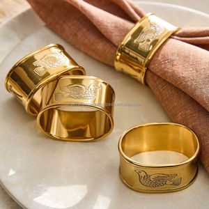 Wholesale Eco-Friendly Minimalist New Design Hotel Restaurant Table Decoration Aluminium Napkin Holder Gold Metal Napkin <b>Rings</b> - Product Image 5