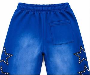 Ensemble de survêtement bleu à capuche pour homme, coupe droite, en molleton écologique, streetwear, couleur unie, polyester, sweat-shirt et pantalon - Product Image 5