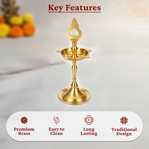 Lámpara de aceite Diya Kuthu Vilakku tradicional de latón, hecha a mano, para Pooja Deepam, decoración para el hogar, templo, festivales y regalos. - Product Image 4