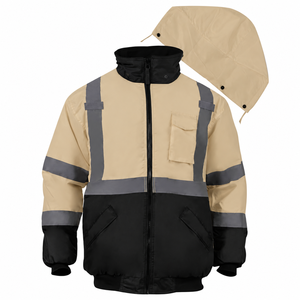 Chaqueta de Trabajo de Alta Visibilidad con Etiqueta Privada Personalizada, Bandas Reflectantes, Cuatro Bolsillos, Forro Polar, Capucha, Estilo Bomber, Abrigo Industrial de Invierno - Product Image 1